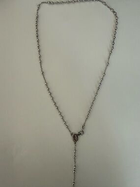 Sterling Silver Rosary-Style Pendant Necklace in Silver